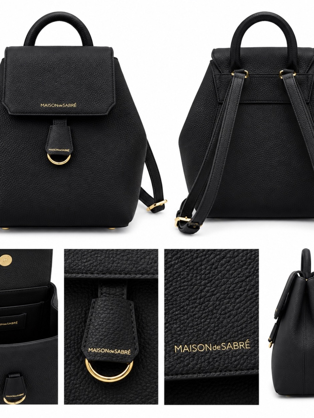 MAISON de SABRÉ Black Pebbled Mini Backpack
